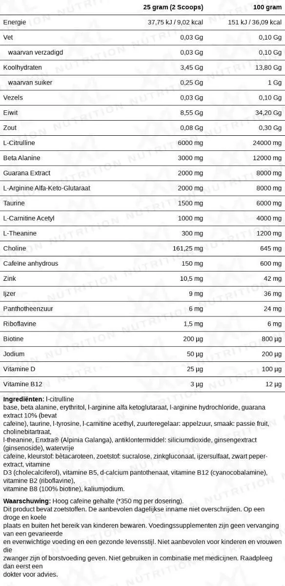 XXL Nutrition Advanced Pre Workout Passion Fruit 750g