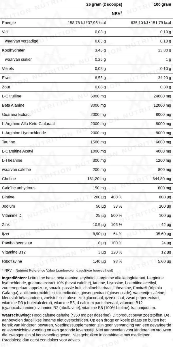 XXL Nutrition Advanced Pre Workout Passion Fruit 750g