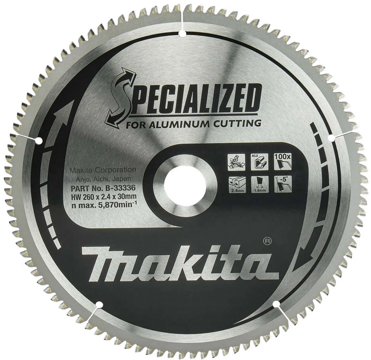 Makita B-33336 Afkortzaagblad Aluminium 260mm 100T
