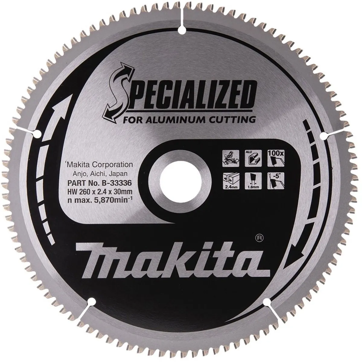 Makita B-33336 Afkortzaagblad Aluminium 260mm 100T
