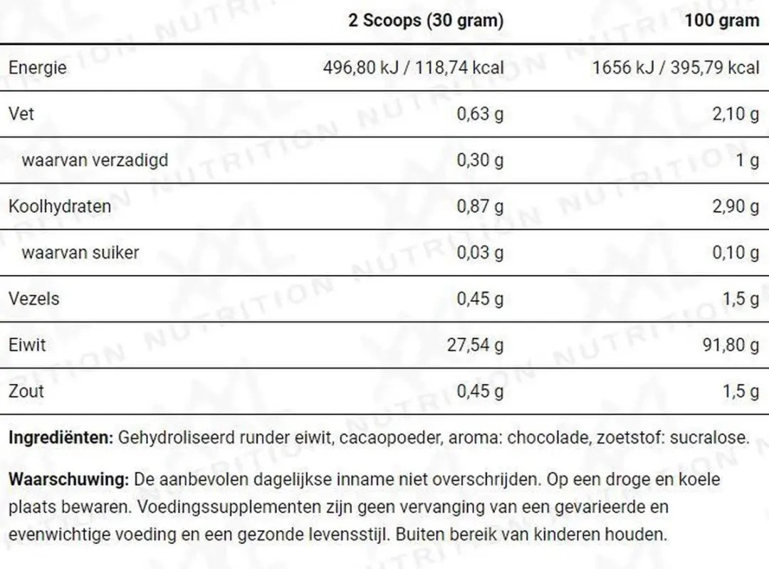 XXL Nutrition Beef Protein Chocolade 1000g