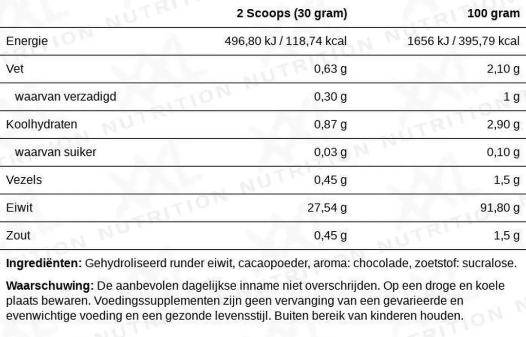 XXL Nutrition Beef Protein Chocolade 1000g