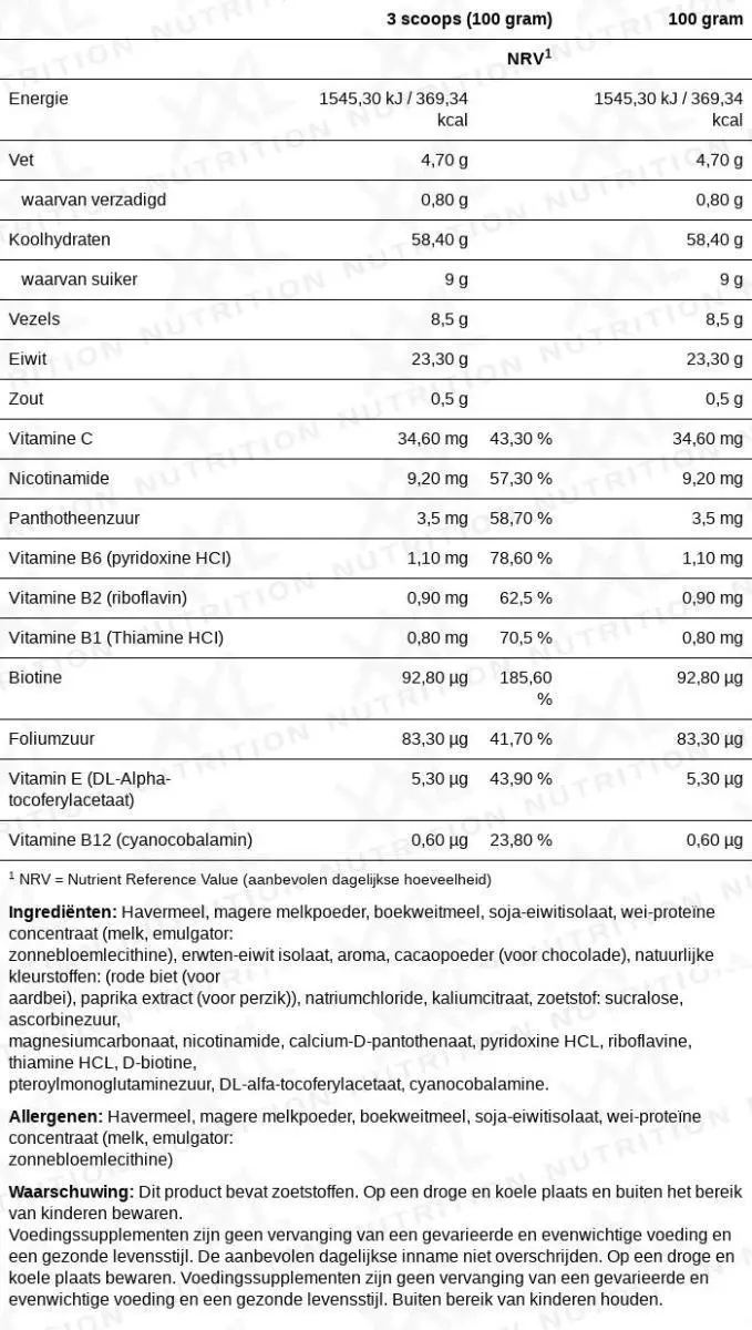 XXL Nutrition Perfect Mass Gainer 5000g - Chocolade Hazelnoot