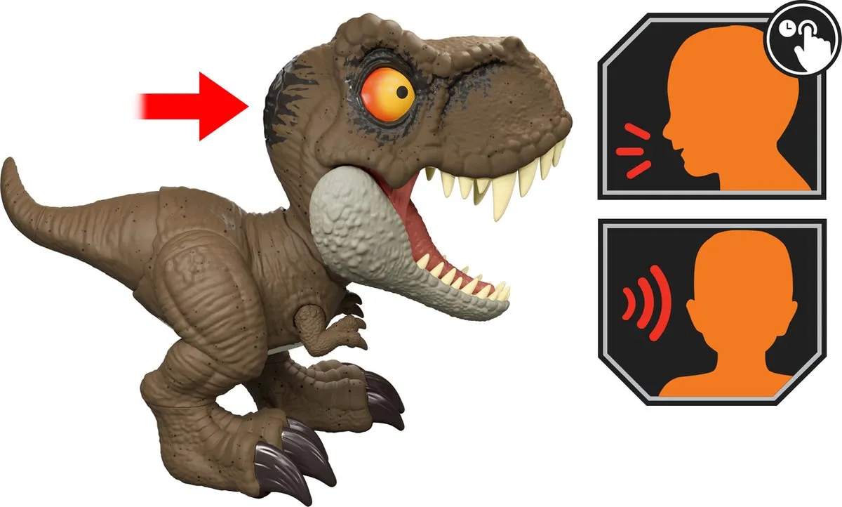 Mattel Jurassic World Tyrannosaurus Rex Action Figuur 16cm - Roar Command Geluid - Multi