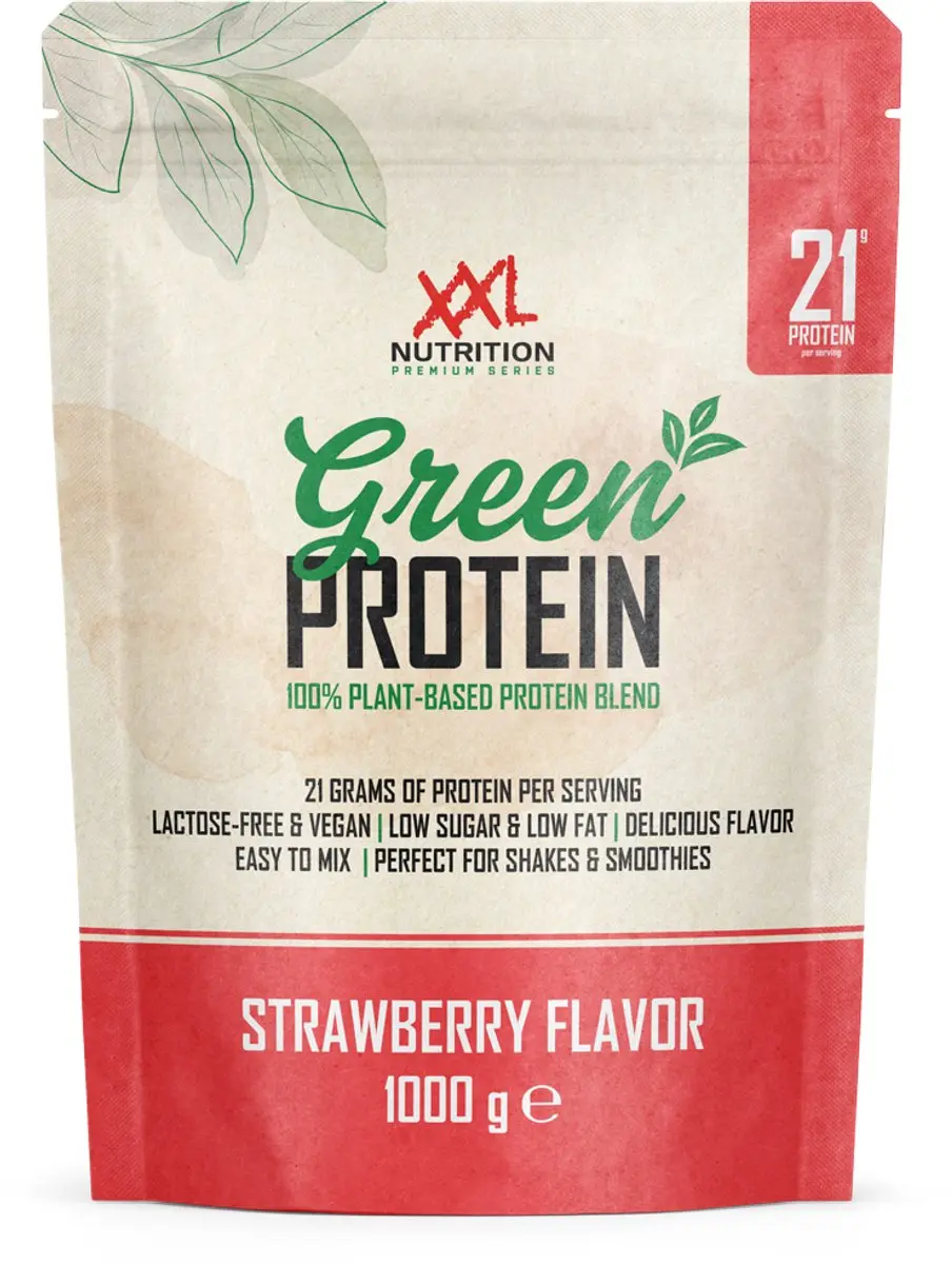 XXL Nutrition Green Protein Aardbei Vegan Eiwitpoeder 1000g