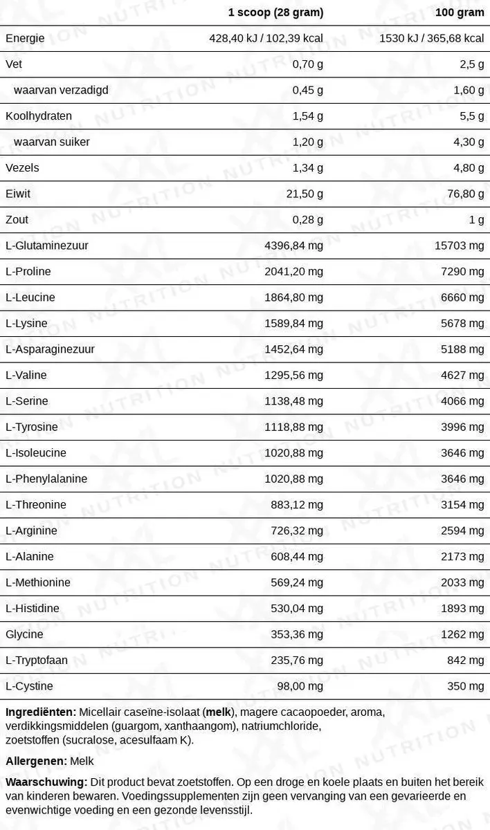 XXL Nutrition Delicious Night Protein Caseïne 700g - Chocolade