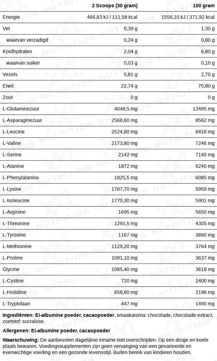 XXL Nutrition Egg Protein Neutraal Eiwitpoeder 1000g