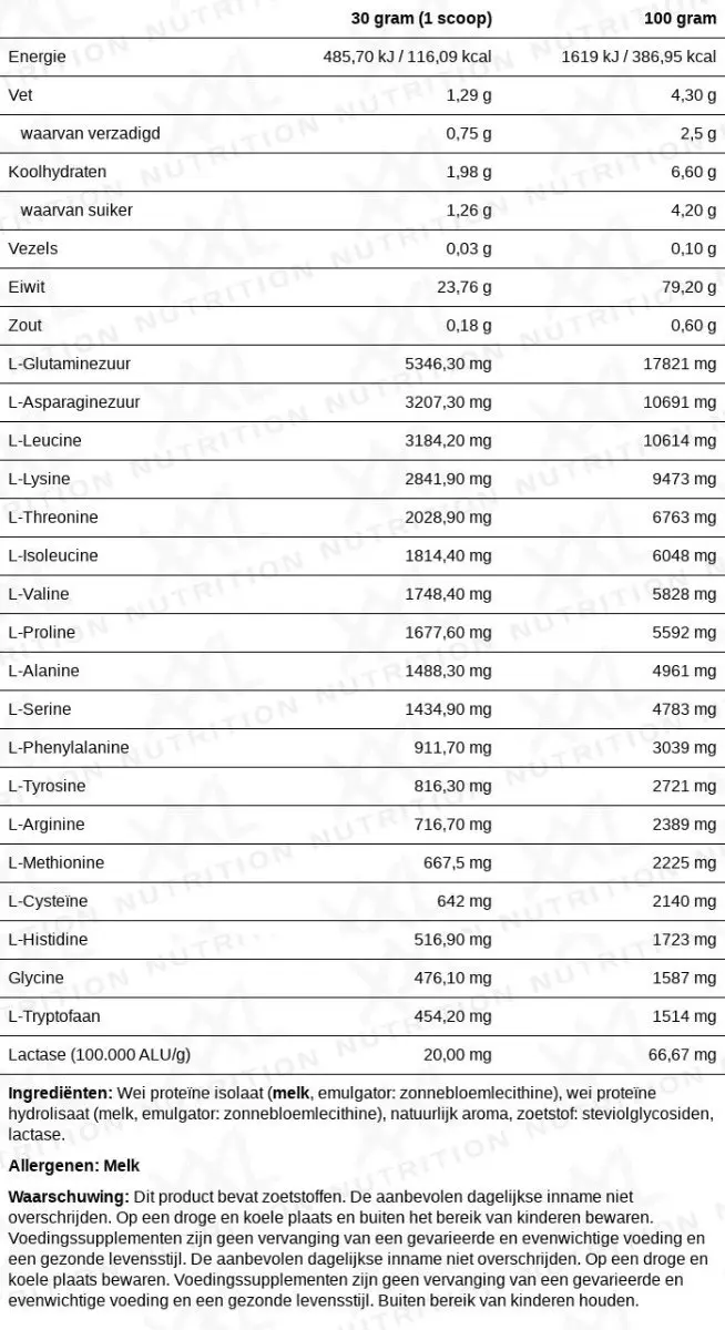 XXL Nutrition Natural Gold Whey Vanille - 1000g