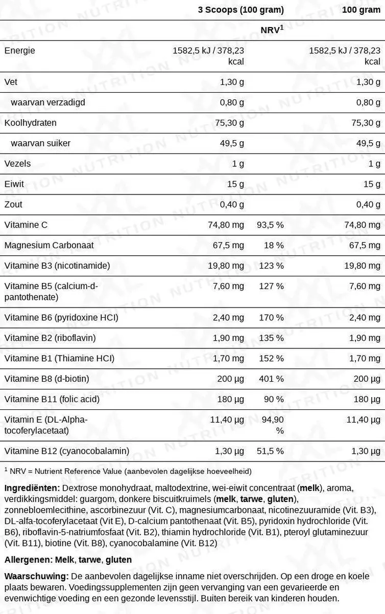 XXL Nutrition Weight Gainer Cookies & Cream 2500g