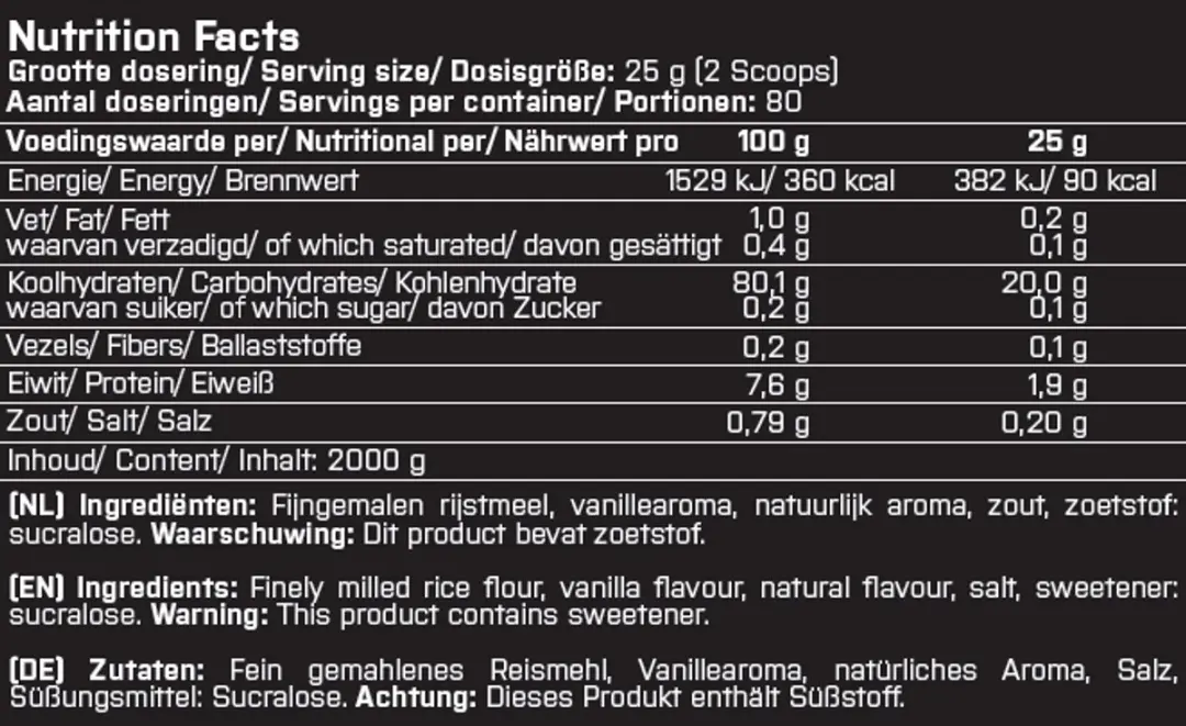 XXL Nutrition Cream of Rice Vanille 2000g