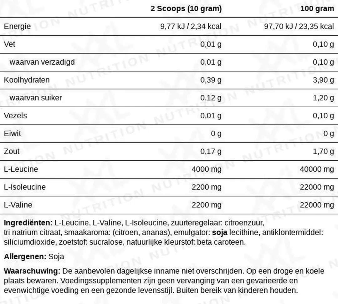 XXL Nutrition BCAA 2:1:1 Powder 500g - Tropisch