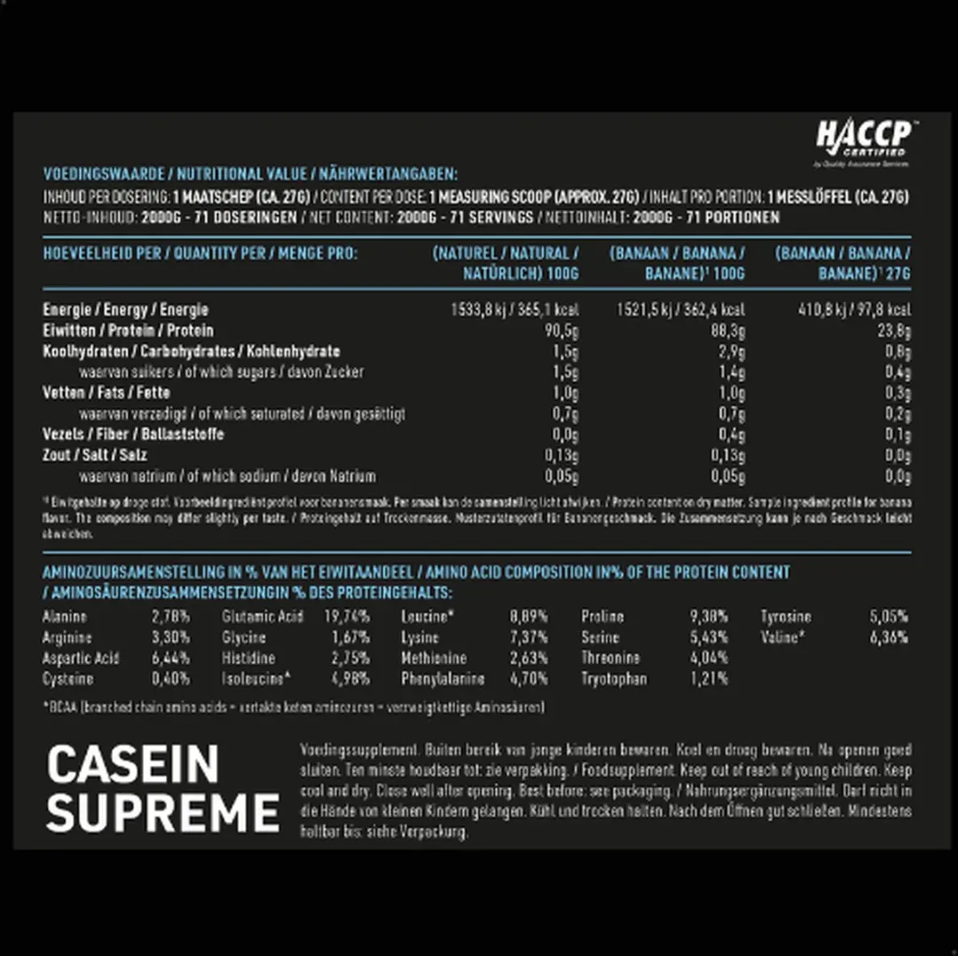 Pure Casein Supreme 2000g Vanille Micellaire Caseïne