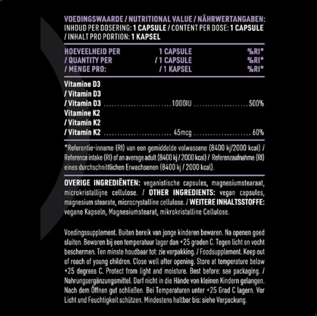 Pure Vitamine D3/K2 120 V-caps