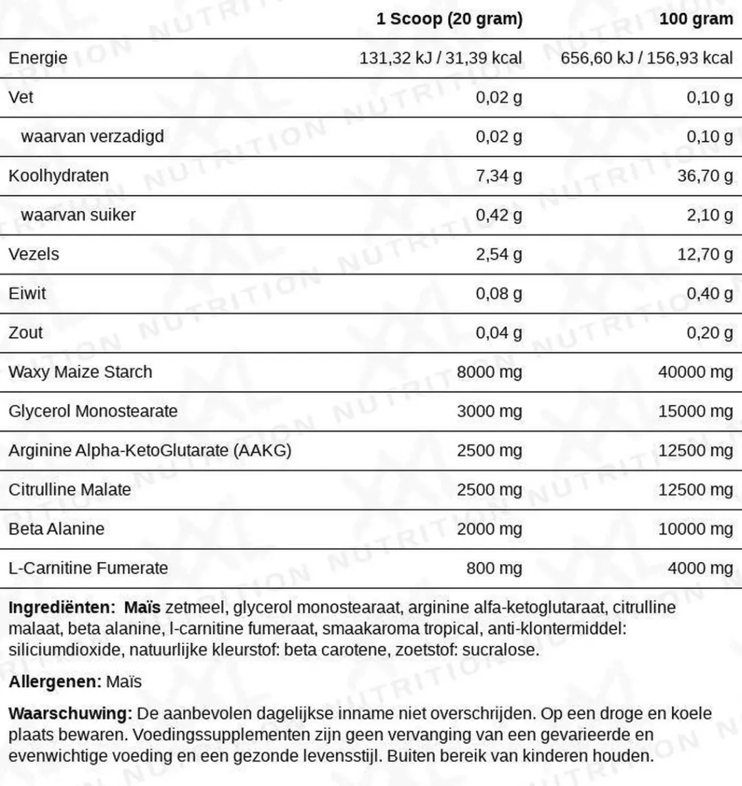 XXL Nutrition Pump'D Tropical Fruit Pre-Workout 600g - 30 Doses