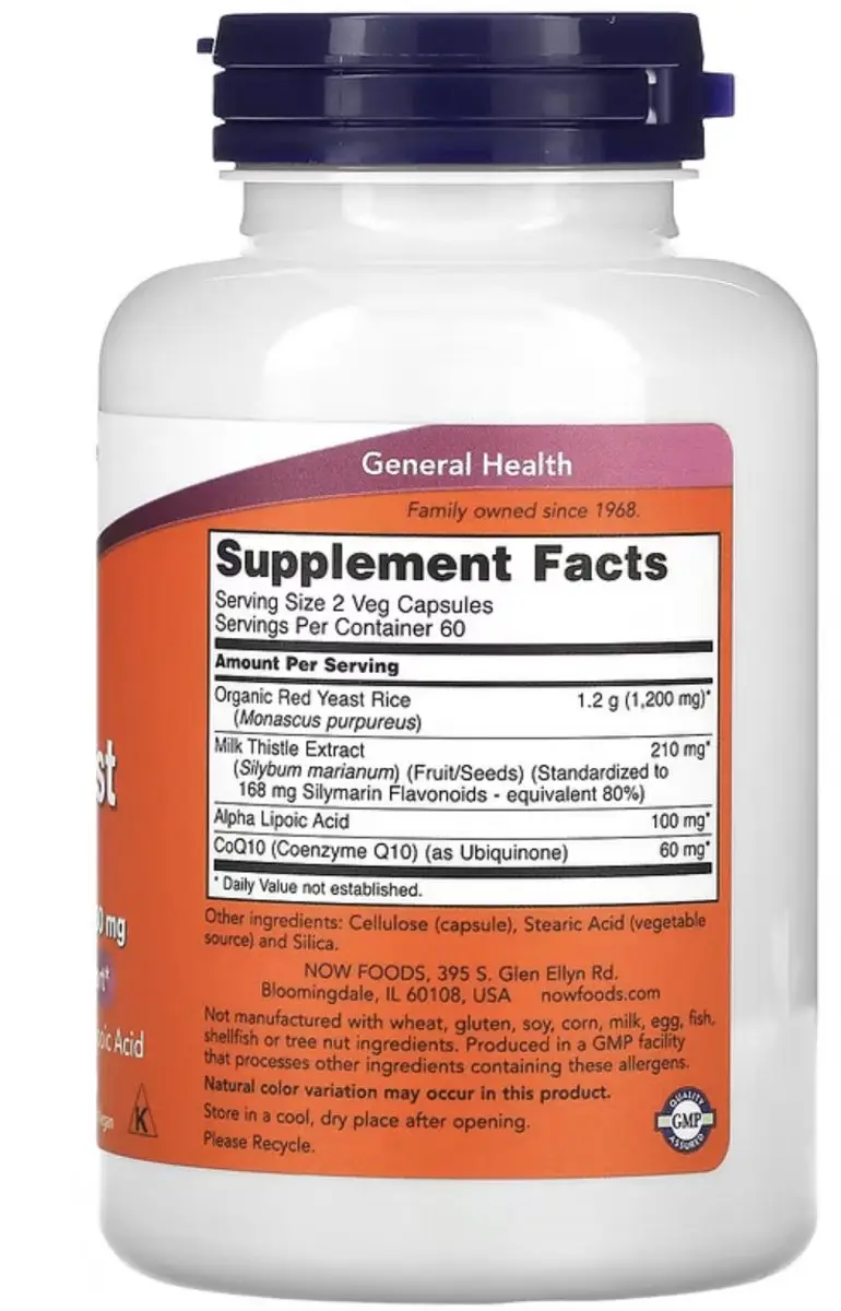 Now Foods Red Yeast Rice & CoQ10 120 Capsules