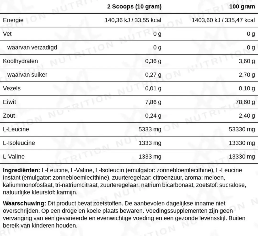 XXL Nutrition BCAA 4:1:1 Poeder 500g - Watermeloen