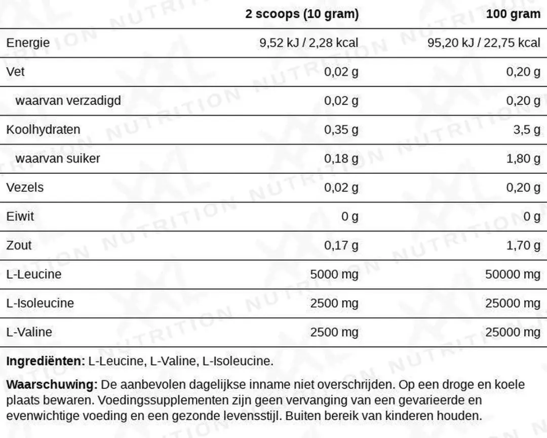 XXL Nutrition BCAA 2:1:1 Poeder 500g - Smaakloos