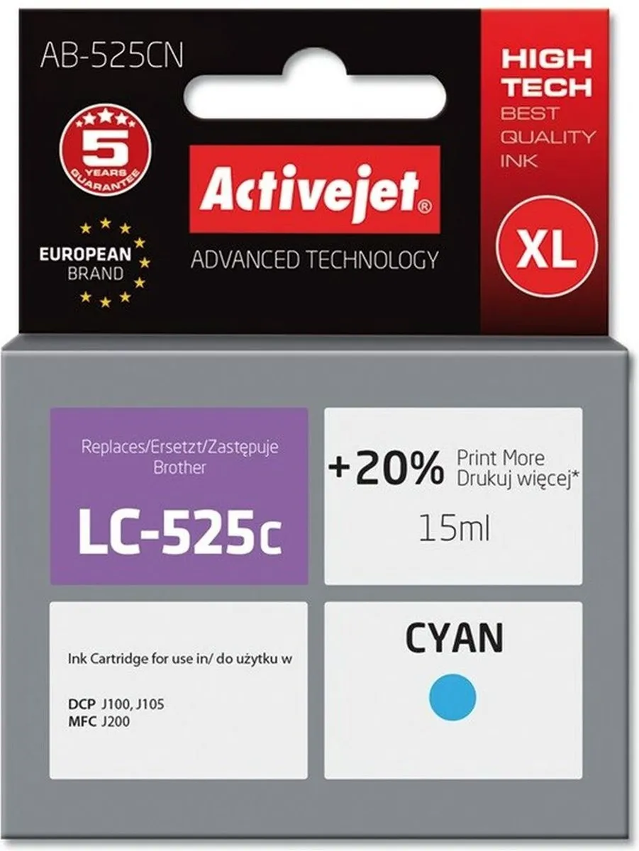 Brother Activejet AB-525CN Cyaan XL Inktcartridge