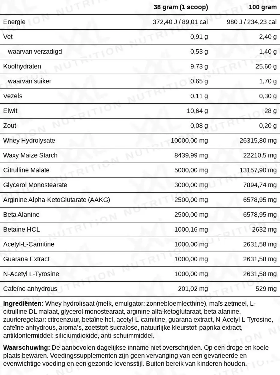 XXL Nutrition Supersized Pre-Workout Tropical 1140g