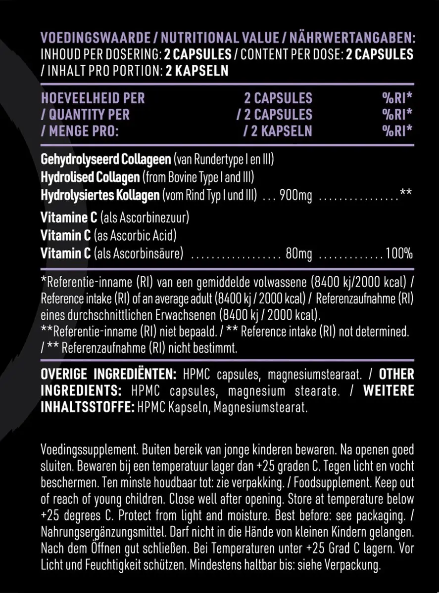 Pure Collageen + Vitamine C Poeder 500g - 30 Porties - Orange