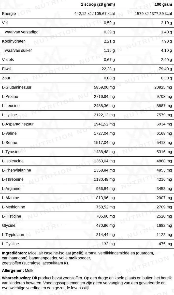 XXL Nutrition Delicious Night Protein Caseïne 700g - 25 Scoops