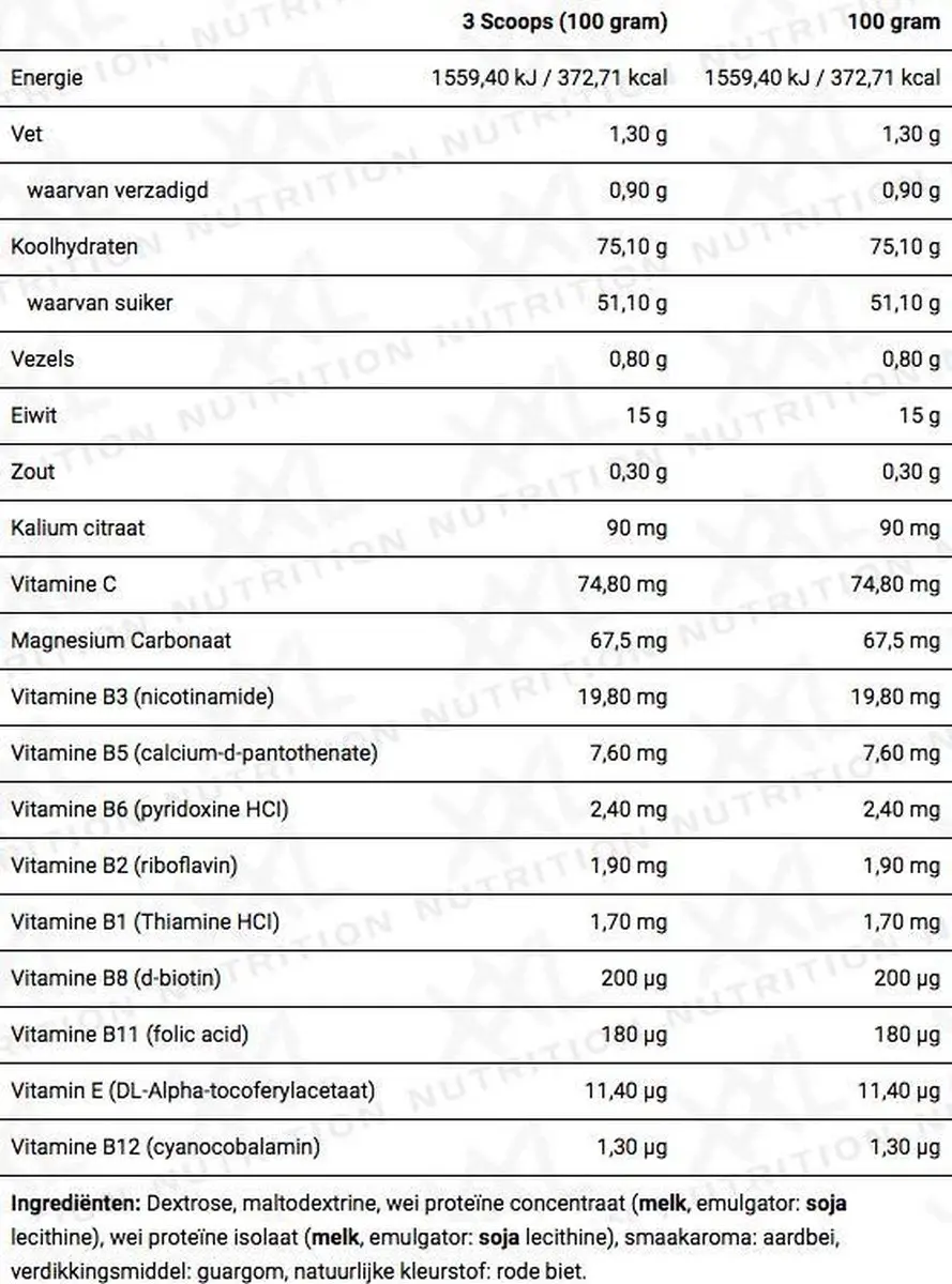 XXL Nutrition Weight Gainer Chocolade 2500g