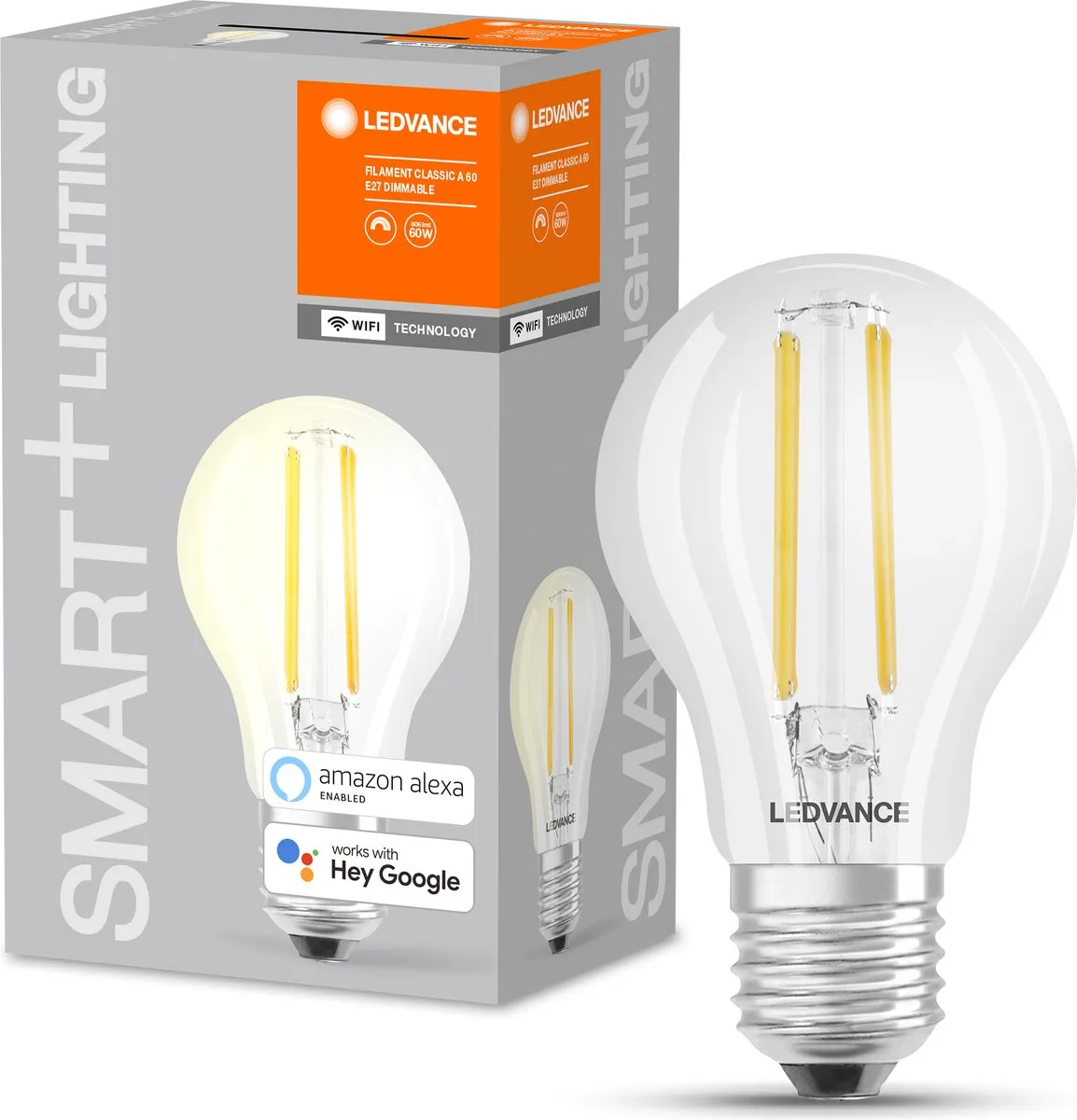 LEDVANCE SMART+ WiFi Classic E27 5.5W Warmwit - 2700K - 4 Stuks