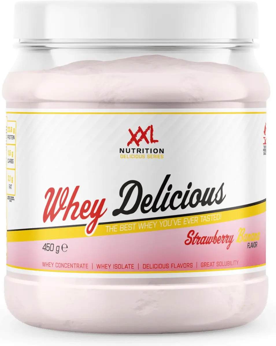 XXL Nutrition Whey Delicious Aardbei Banaan Eiwitpoeder 450g
