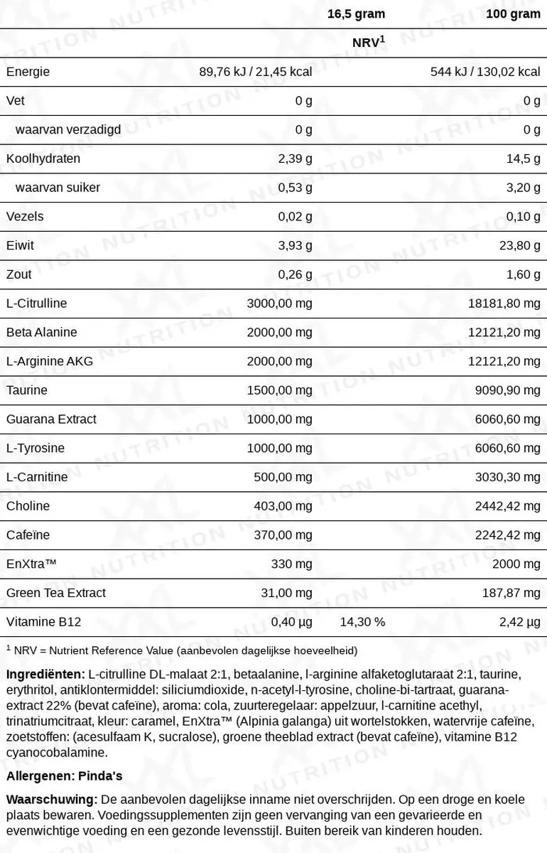 XXL Nutrition Pre Powder Cola - 500g