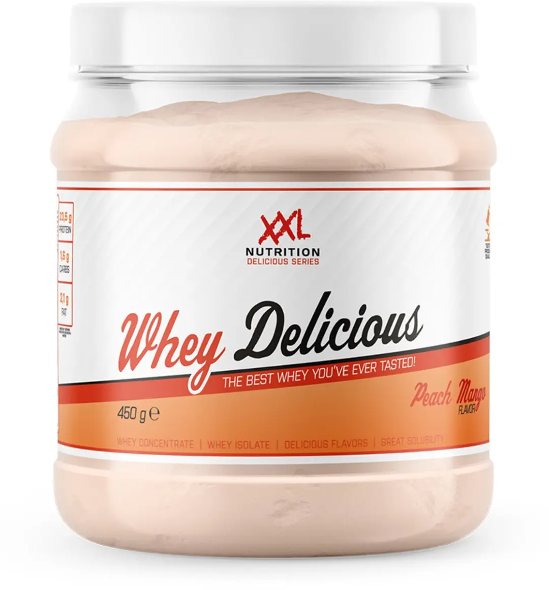 XXL Nutrition Whey Delicious Perzik Mango Eiwitpoeder 450g