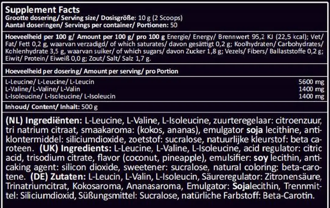 XXL Nutrition BCAA 4:1:1 Poeder - 500g - Framboos