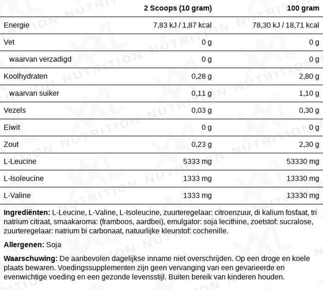 XXL Nutrition BCAA 4:1:1 Poeder - 500g - Framboos