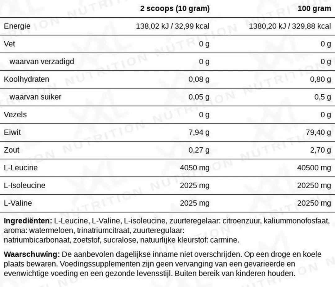 XXL Nutrition BCAA 2:1:1 Poeder - 500g - Watermeloen
