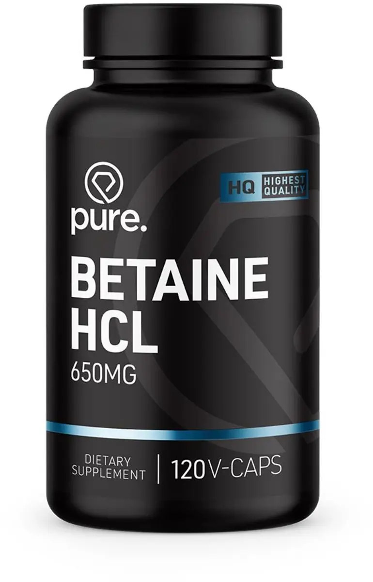 Pure Betaine HCL 120 Vegan Capsules 650mg