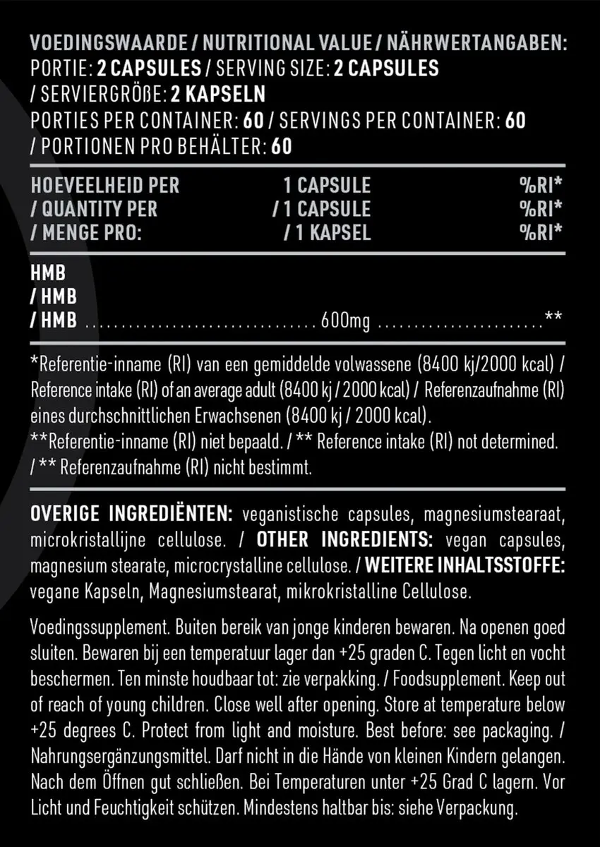 Pure HMB 600mg 120 Vegan Capsules