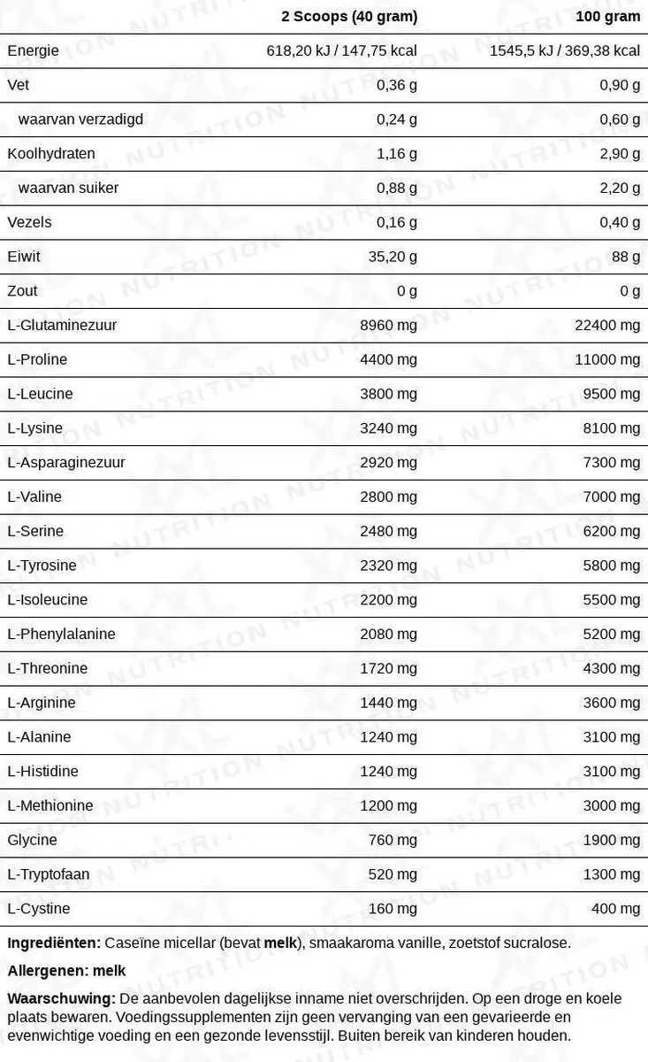XXL Nutrition Night Protein Vanille Caseïne 2000g