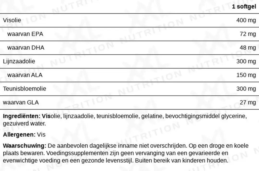 XXL Nutrition Omega 3-6-9 Vetzuren 100 Softgels