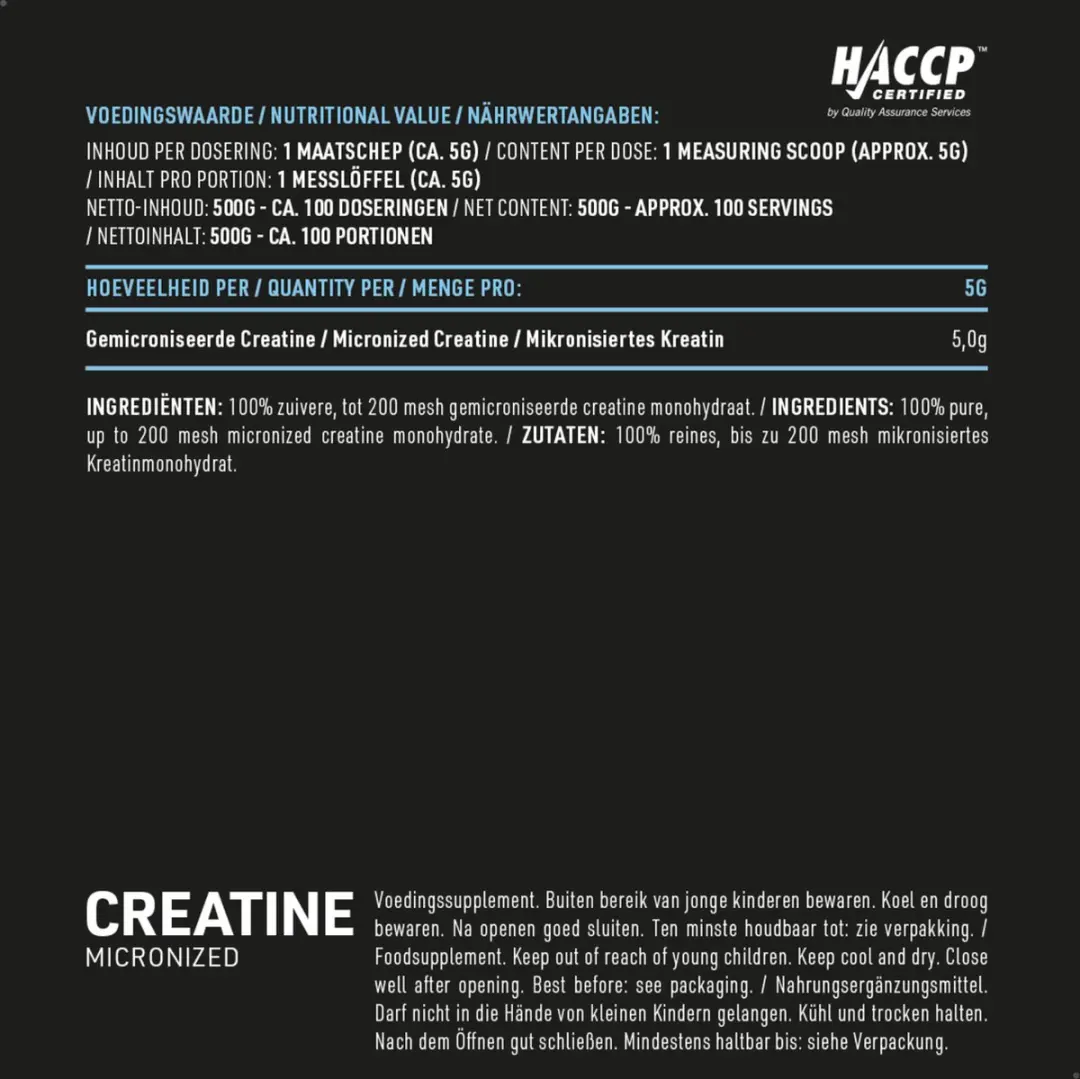 Pure Creatine Monohydraat 500g - Micronized Poeder