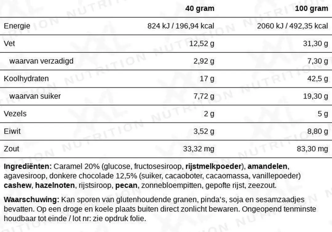 XXL Nutrition N'Joy Nuts Bar Proteïne Reep - 15 Stuks 738g