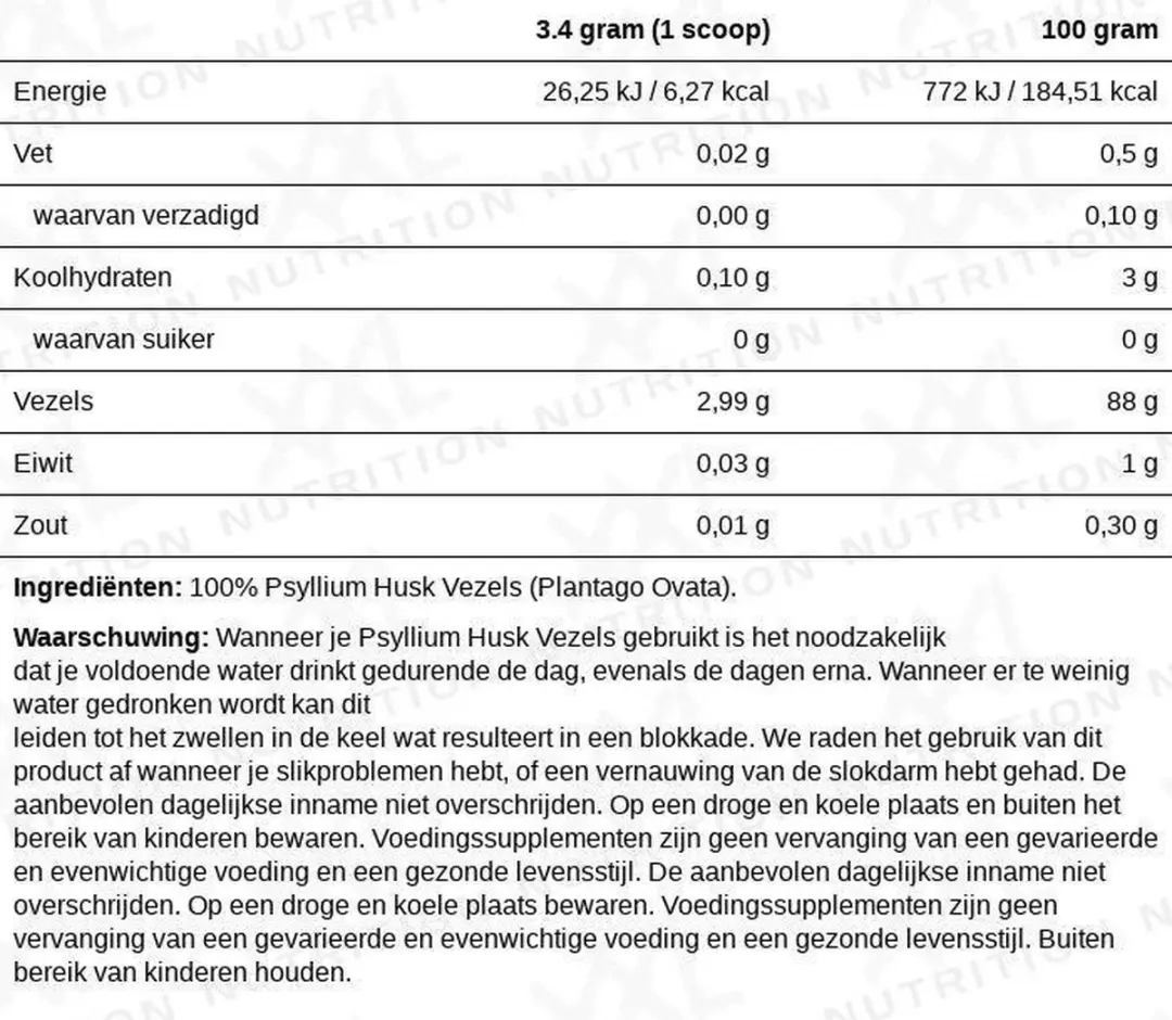 XXL Nutrition Psyllium Husk Fibres Vezelpoeder 500g