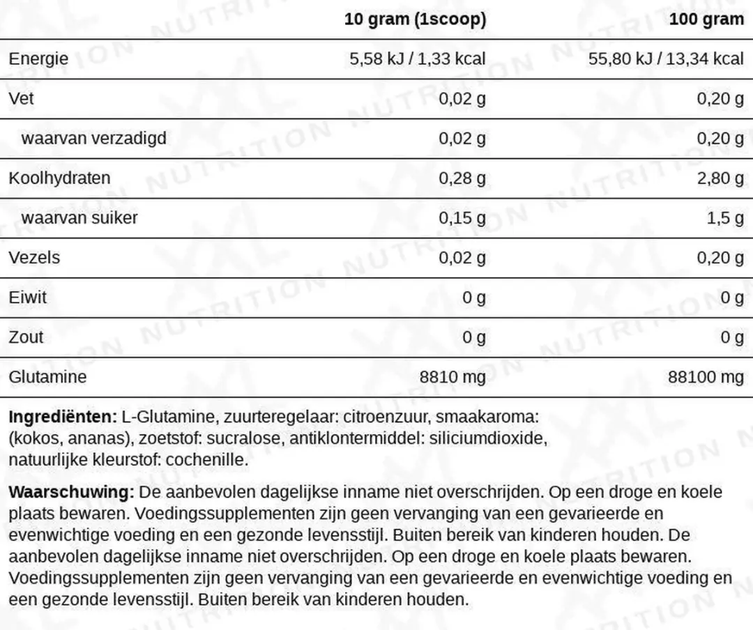 XXL Nutrition Glutamine Pina Colada 500g