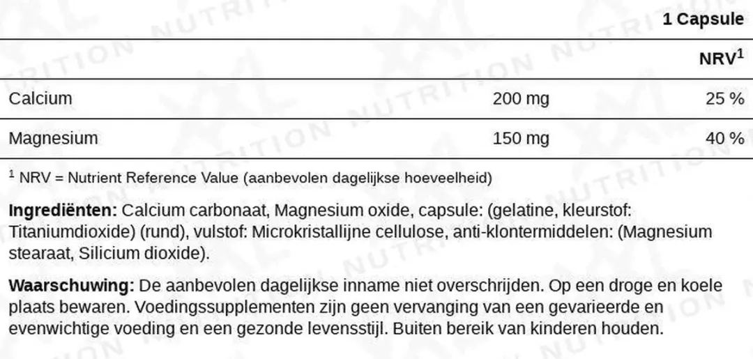 XXL Nutrition Calcium & Magnesium 120 Caps