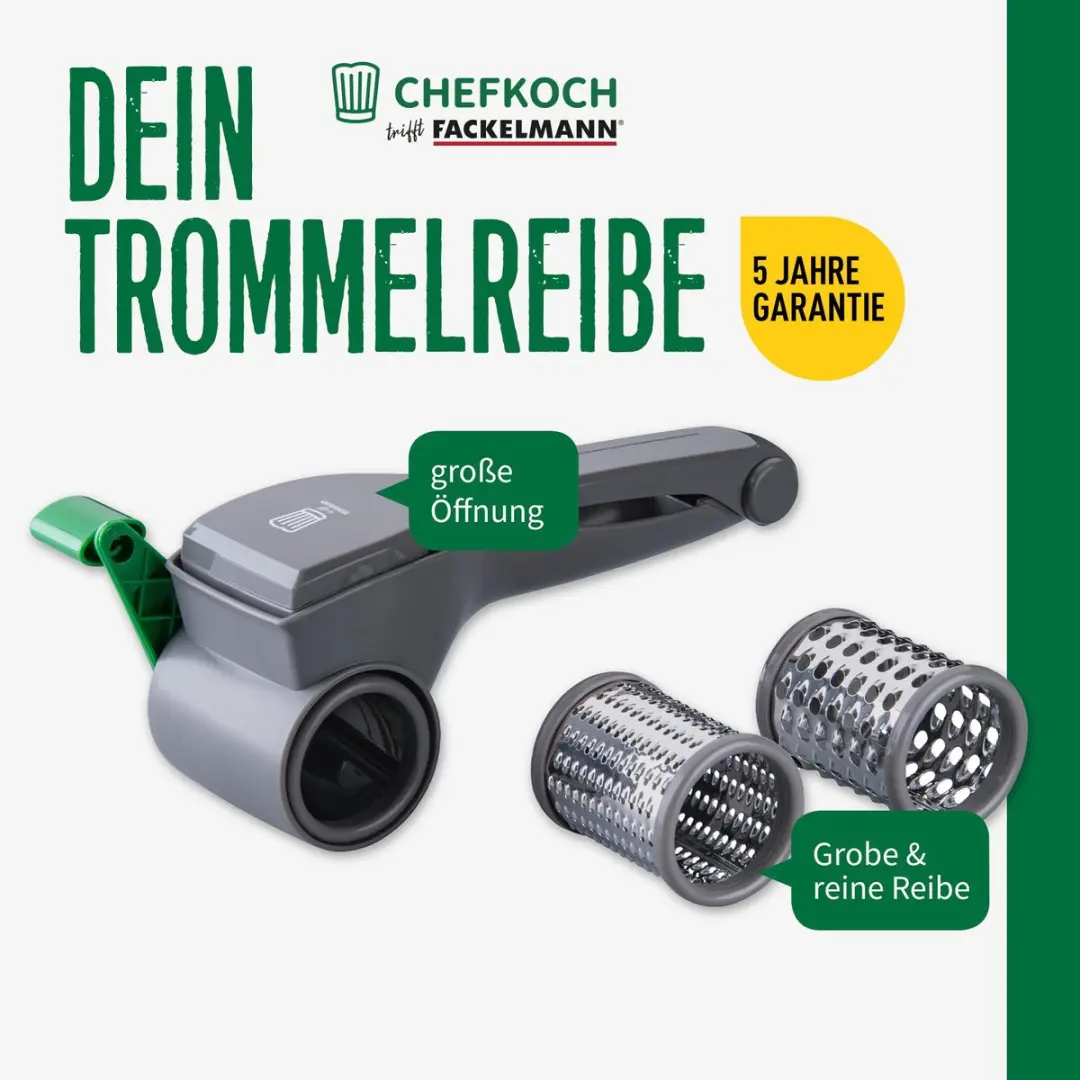 Fackelmann Chefkoch Trommelrasp - 3 Inzetstukken - afbeelding 2 van 6