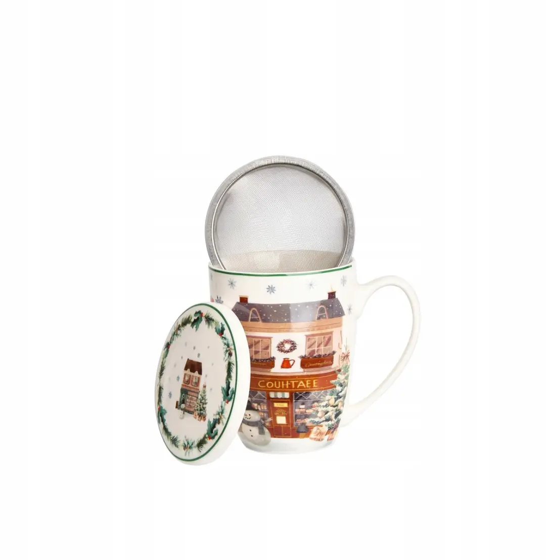 Duo Mok met Infuser Christmas City 2 - 360ml - Multicolor