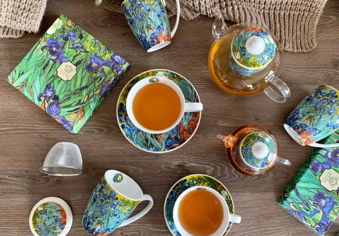 Duo Van Gogh Irissen Mok met Infuser 430ml - Porselein Multicolor