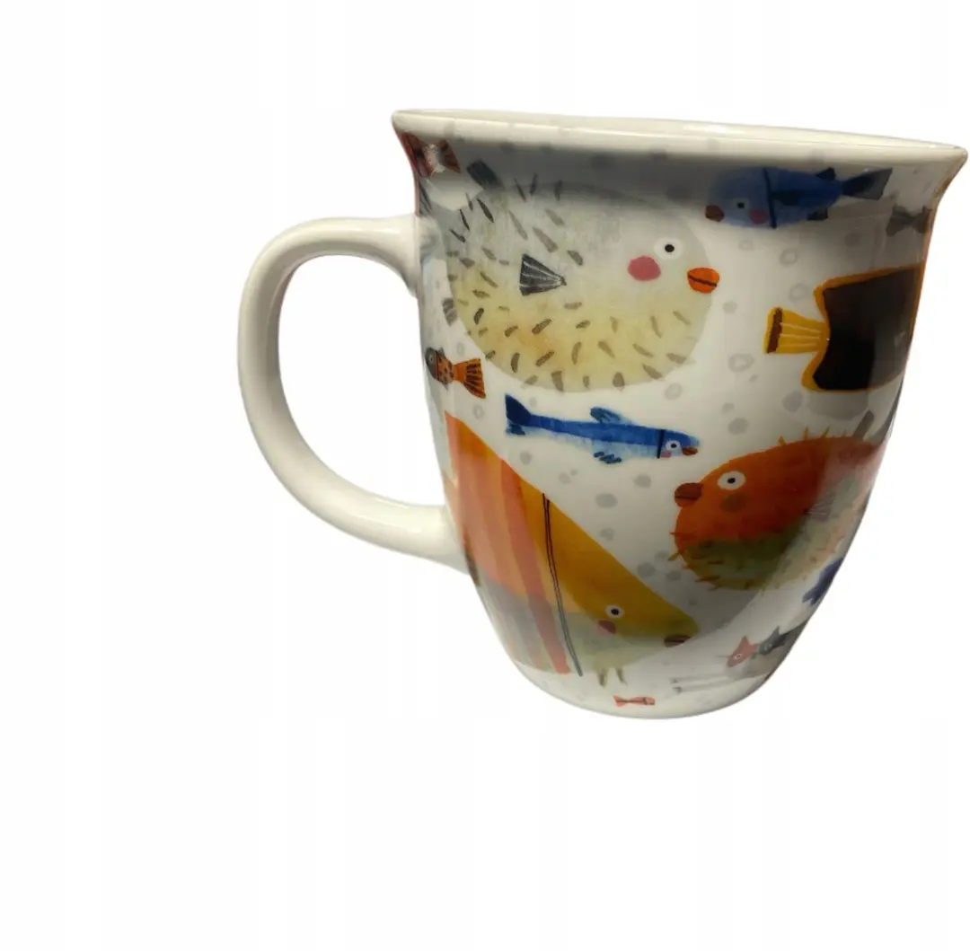 Duo Porseleinen Mok 650ml Vissen - Seaside Collectie - Multicolor
