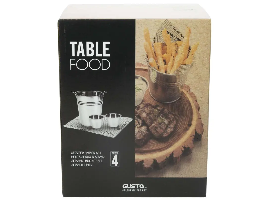 Gusta Serveeremmer RVS 17.5cm - Set van 4 Grijs