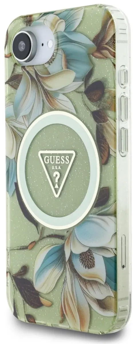 Guess iPhone 16 Hoesje Groen - Metal Glitter MagSafe