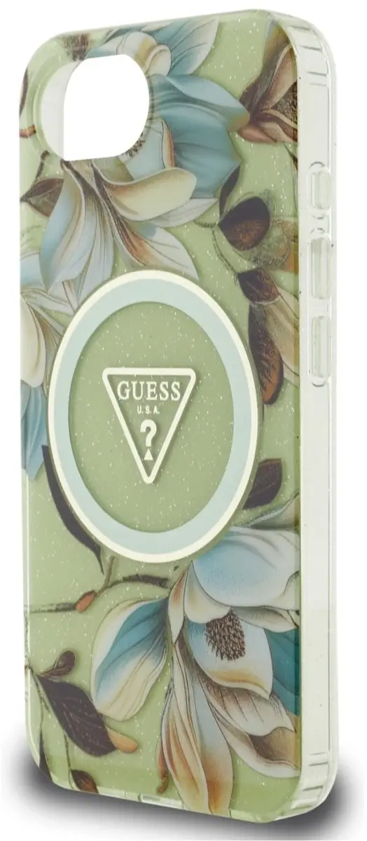 Guess iPhone 16 Hoesje Groen - Metal Glitter MagSafe