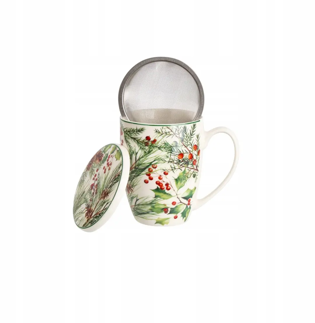 Duo Kerst Mok met Infuser - Porselein - Wit